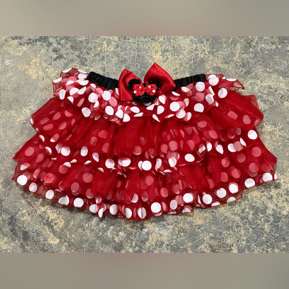 Disney Minnie Mouse Skirt Red Polka Dot Ruffled Tulle